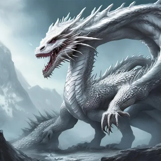 Prompt: Hyper realistic white dragon hyper detailed female rider