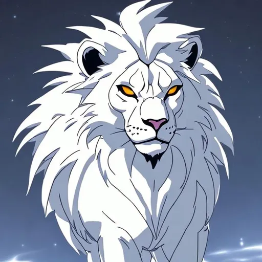 Prompt: Kimba the white lion, anime style, with a futuristic feel