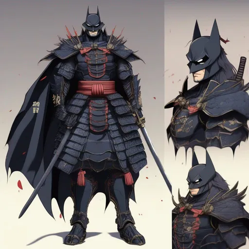 Prompt: Samurai  armor batman anime artstyle