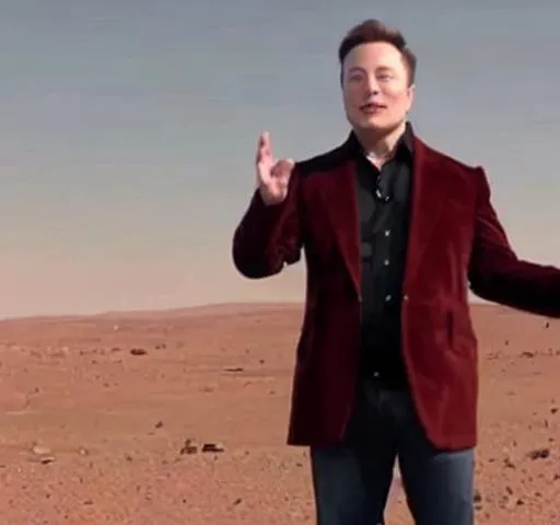 Prompt: Elon Musk talking to Martian aliens in Mars society