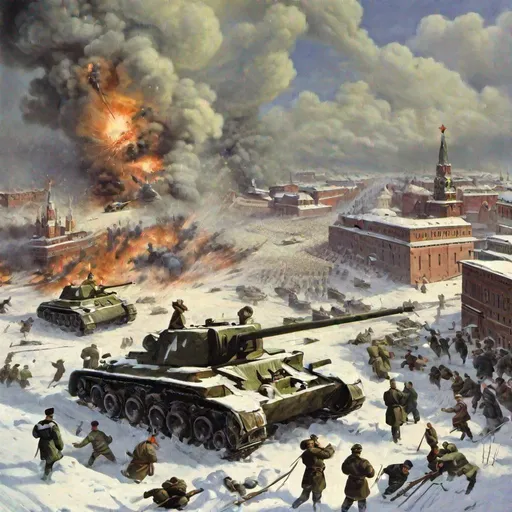 Prompt: The battle of Moscow the Soviet civil war