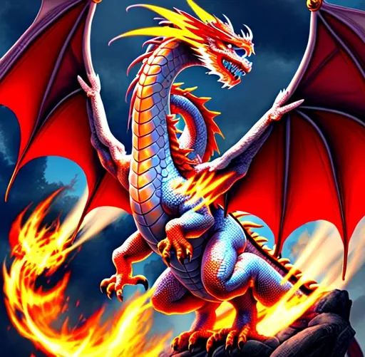 Prompt: Holy fire dragon epic powerful angelic 