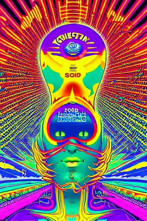 Prompt: LSD God Journey, Becoming 1, Dreamwave psychedelics, Acid, do we live in a simulation<?> Vivid color, hyper detailed, 64k, UHD, fine line.  