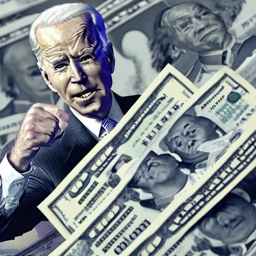 Prompt: Joe Biden with cash in both hands, going into a Bank. In China. Photorealistic