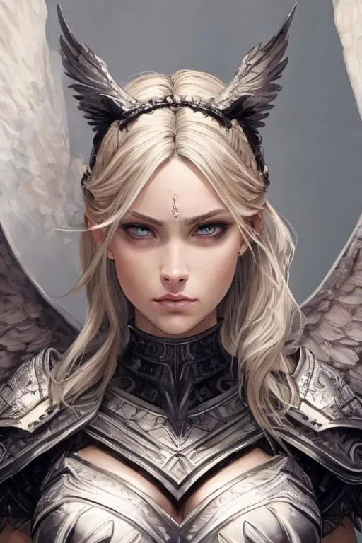 Prompt: upper body front view, centered, cinematic shot,

beautiful Valkyrie, serious, dominating, detailed face, detailed eyes, detailed nose, detailed mouth and lip, epic proportion, epic composition, detailed wings, detailed full body Valkyrie armor,

ultra detailed Valhalla background,

painting, pastel watercolor mix, Chiaroscuro, renaissance, detailed brush stroke, traditional painting, traditional hand painting, masterpiece, professional work,