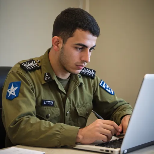 Prompt: IDF soldier developing a web tutorial 