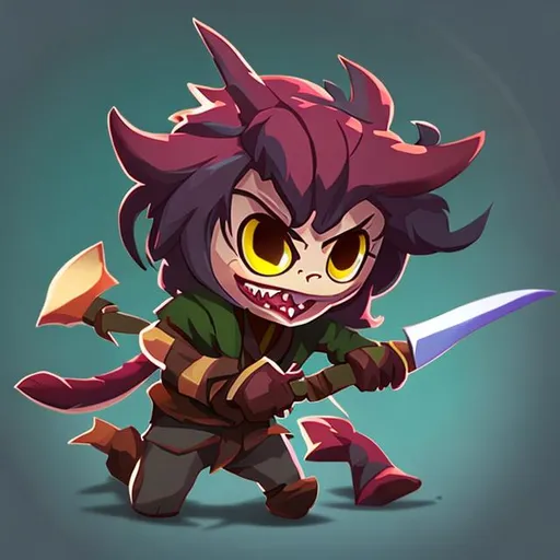 Prompt: Animated little Demon Hunter like in rush royal game 