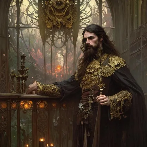 Prompt: Full body splash art, skinny male, poet, very long dark hair, pale skin, victorian clothes, elegant, highly detailed, intricate, smooth, sharp focus, artstation, digital paining, concept art, art by greg rutkowski, alphonse mucha and John William Waterhouse, dark, eerie, gothic, creepy, romantic