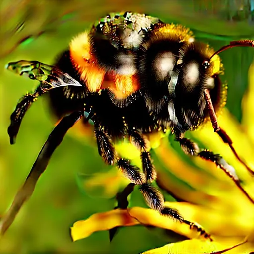 Prompt: macro photograph of a bumblebee