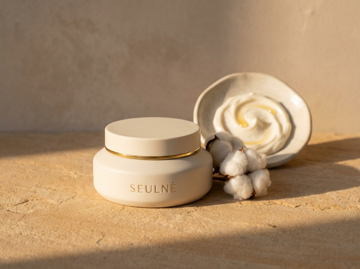 Seulnè Moisturizer. bone-colored ceramic jar