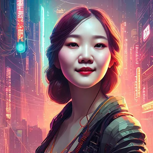 Prompt: beautiful attractive late-twenties korean russian flapper girl, angular face, smile, high cheekbones, braid bun, solarpunk, cyberpunk, futuristic, realistic details, photorealistic, cinematic lighting, ultra detailed