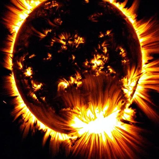 Prompt: sun exploding getting infected with darkness
