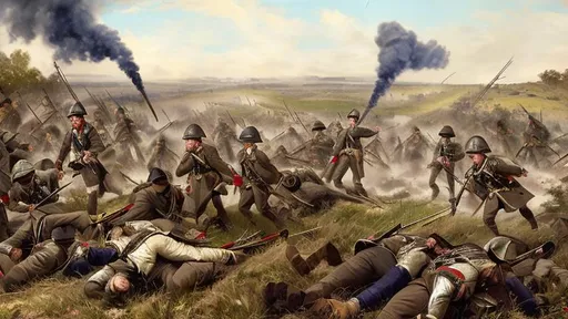Prompt: Show the aftermath of the battle, with the French retreating and the British advancing to victory