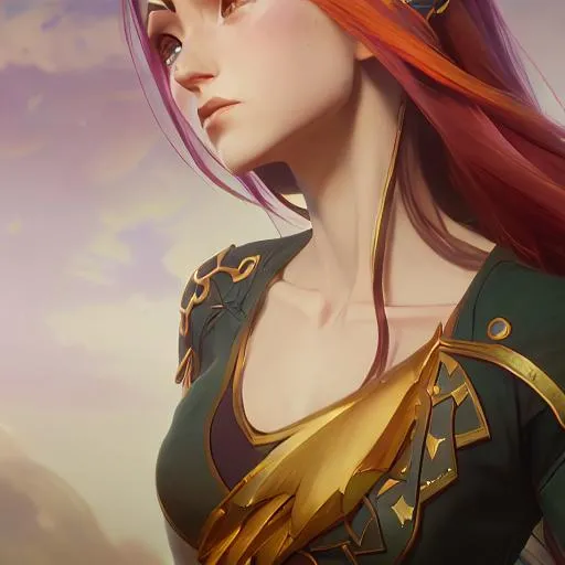 Prompt:     Magical Female Fairy,  yellow wings, light orange hair, dark gold
eyes, perfect features, extremely detailed, realistic. Krenz Cushart + loish +gaston bussiere +craig mullins, j. c. leyendecker +Artgerm, oil painting texture oil painting effect. 