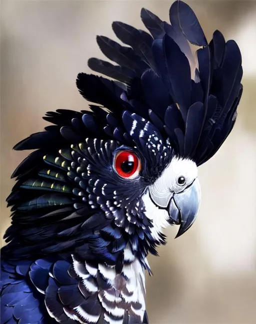 Prompt: Sparkling. A red tailed black cockatoo, portrait.  Art by van Gogh, Ivan Bilibin, Xuan Loc Xuan, Jean-Baptiste Monge, pieter aertsen, robert bissell. Add Shimmering. 3d. Very clear resolution. Highly detailed.