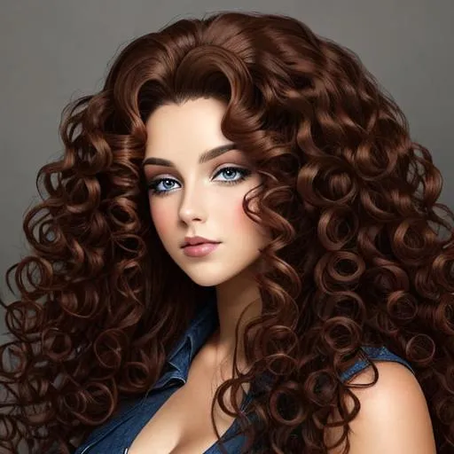 Prompt: woman with long curly hair