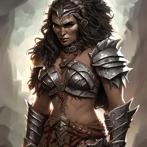 Prompt: sensual female half-orc, young, bikini armor, digital art, detailed