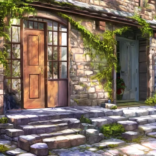 Prompt: extreme close up side view front door, anime style, at noon,

ray tracing, sun streaming, highly warm color,

masterpiece best quality oil painting fantasy very old house, very old stone wall, a lot of moss on the wall, very old brown wooden door, a lot of mistletoe on wall, antique wall lamp, 

yellow and orange oil painting, digital painting, precise brush strokes, precise brush outlines,

light yellow and light orange glowing light, light yellow and light orange glowing sunshine, cinematic light, highly detailed light reflection, iridescent light reflection, beautiful shading, impressionist painting, head light,

volumetric lighting maximalist photo illustration 64k, resolution high res intricately detailed complex,

limited pallete, illustration, key visual, hyperdetailed precise lineart, panoramic, cinematic, masterfully crafted, 64k resolution, beautiful, stunning, ultra detailed, expressive, hypermaximalist, colorful, vintage show promotional poster, anime art, brush strokes, digital oil painting,