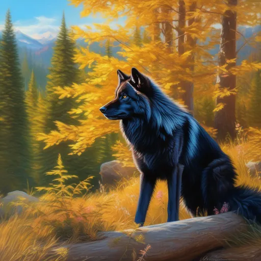 Prompt: (black wolf), realistic, photograph, epic oil painting, (hyper real), furry, (hyper detailed), extremely beautiful, (on back), sprawled, paws in the air, playful, UHD, studio lighting, best quality, professional, photorealism, masterpiece, ray tracing, 8k eyes, 8k, highly detailed, highly detailed fur, hyper realistic thick fur, canine quadruped, (high quality fur), fluffy, fuzzy, close up, rear view, hyper detailed eyes, perfect composition, ray tracing, masterpiece, trending, instagram, artstation, deviantart, best art, best photograph, unreal engine, high octane, cute, adorable smile, lying on back, flipped on back, lazy, peaceful, (highly detailed background), cliffside, overlooking river, overlooking abandoned town, overgrown with nature, vivid, vibrant, intricate facial detail, incredibly sharp detailed eyes, incredibly realistic fur, concept art, anne stokes, yuino chiri, character reveal, extremely detailed fur, sapphire sky, complementary colors, golden ratio, rich shading, vivid colors, high saturation colors, nintendo, pokemon, silver light beams