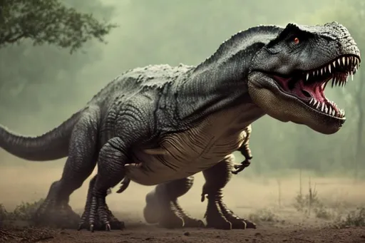 Prompt: wild T-Rex. killer beast. steven spielberg style. cinematic