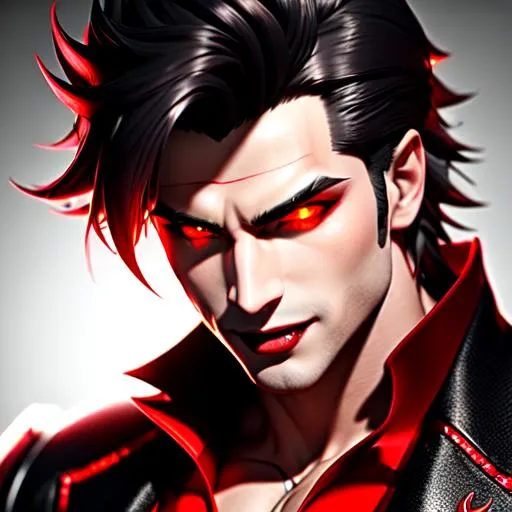 Prompt: ((best quality)) 3D render, Splash art masterpiece of seductive masculine top-down crazy modern vampire man with ((hyperdetailed white silky hair)) and ((hyperdetailed bloodshot red eyes)) and beautiful hyperdetailed masculine attractive sharp face and nose and big lips, ((white skin)), red shy blush with grin, blood dripping down lips and body, red blood, backlit, ((intricately hyperdetailed yellow modern thin mesh suit)) with deep cleavage and visible abdominal muscles, abs, toned body, barely any clothing, mesh dress, ((seductive crazy grin face)), looking up at camera, standing jojo pose, looking down perspective, bokeh background, cinematic glamour lighting, backlight, action shot, intricately hyperdetailed, perfect face, perfect body, perfect anatomy, hyperrealistic, sharp focus, epic dark fantasy, glamour, volumetric studio lighting, triadic colors, occlusion, ultra-realistic, 3d lighting, beauty, sensual masculine romance, professional, sensual feminine, perfect composition, unreal engine 8k octane, 3d lighting, UHD, HDR, 8K, render, HD, trending on artstation, front view, (((huge breast))), ((sexy)) cleavage, fangs, Bride, Curse of Strahd, slutty, wounded, blood, vampire, fangs black leather, black latex