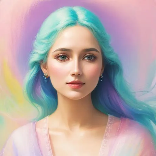 Prompt: an etherial woman in pastels