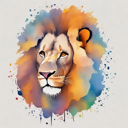 Prompt: cute lion figure drawn with watercolor on a white background, ultra clear, minimalist, clean, background ultra white, childlike

