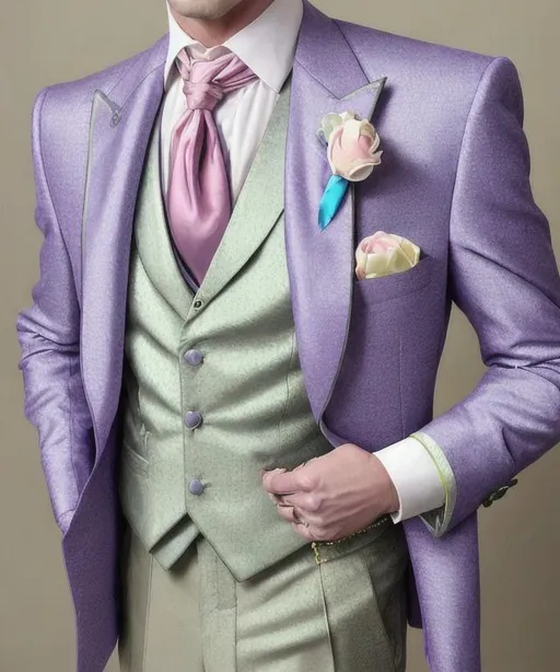 Men’s fashion haute couture fitted groom tuxedo past... | OpenArt