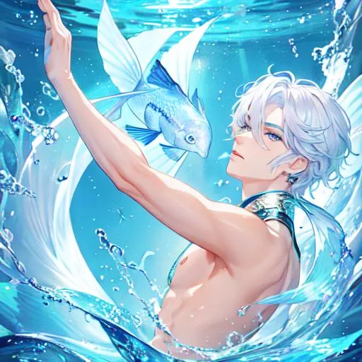 Prompt: Pisces  The Two Fishes zodiac as a 
male human, 8k, UHD,  highly detailed, close up