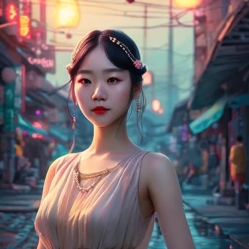 Prompt: pretty mid-twenties korean flapper girl, braid bun, chillwave, portrait, realistic details, photorealistic, 8k render, cinematic lighting, ultra detailed