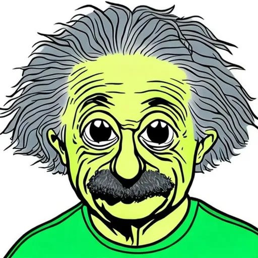 Prompt: Pepe the frog with Albert Einstein hair 