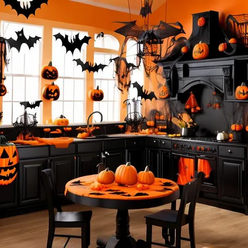 Prompt:  a halloween themed kitchen 