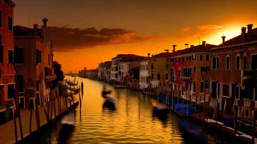 Prompt: venice canals at sundown