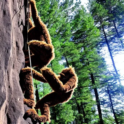 Prompt: tree monster goes rock climbing


