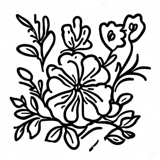 Prompt: Hand drawn outlined icon, flower
