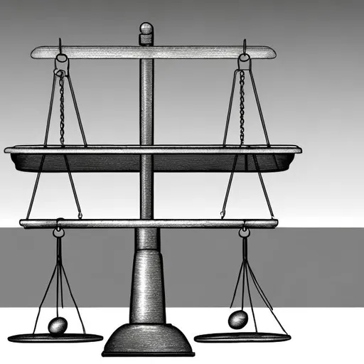 Prompt: A simple illustration of a double-pan balance scale in black and white only and show the entire scale
