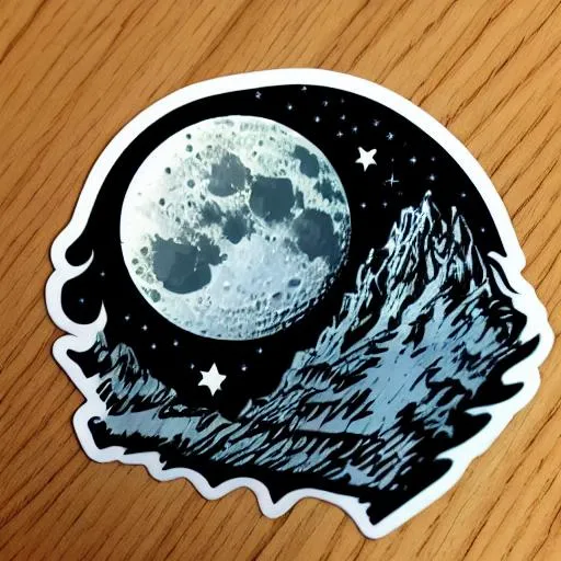 Prompt: Very detailed Moon sticker