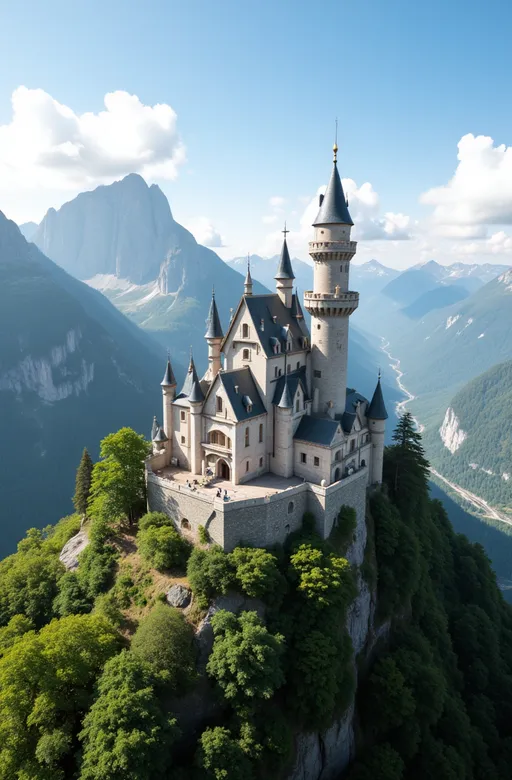 Prompt: There is a beautiful fairytale castle on a hill. 