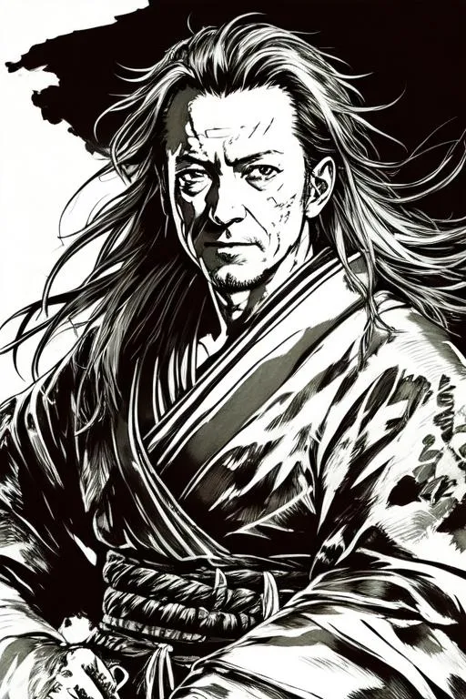 Prompt: (((Yoji Shinkawa))), sticker of ultra detailed portrait of Jason Isaacs as a samurai in black/silver kimono. high quality cell shaded illustration in post apocalyptic style by Yoji Shinkawa, ((full body)), dynamic pose, perfect anatomy, centered, freedom, soul, silver long hair, approach to perfection, cell shading, 4k , cinematic dramatic atmosphere, watercolor painting, global illumination, detailed and intricate environment, artstation, concept art, fluid and sharp focus, volumetric lighting, cinematic lighting, Art by Yoji Shinkawa,