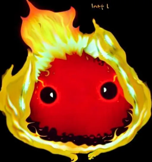 A portrait of a cute blob of lava with two eyes wrea...