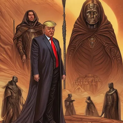 Prompt: Donald Trump as God emperor of dune