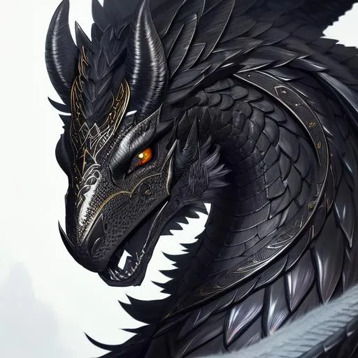 Prompt: Black dragon with iridescent black markings and a skull mask, and a cute face, perfect composition, hyperrealistic, super detailed, 8k, high quality, trending art, trending on artstation, sharp focus, studio photo, intricate details, highly detailed, by greg rutkowski, illustration, watercolor