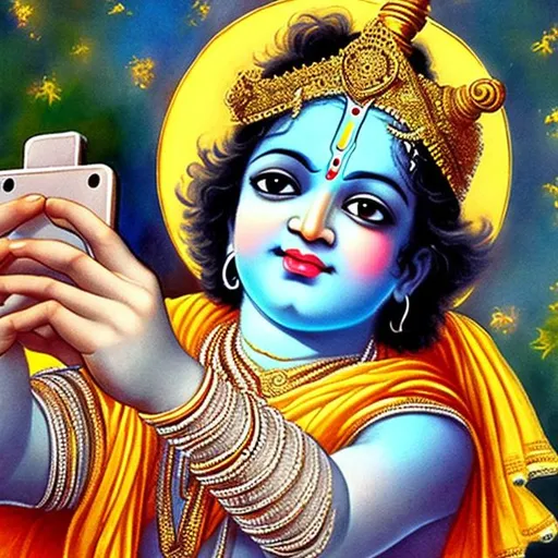 Lord Krishna taking a selfie.