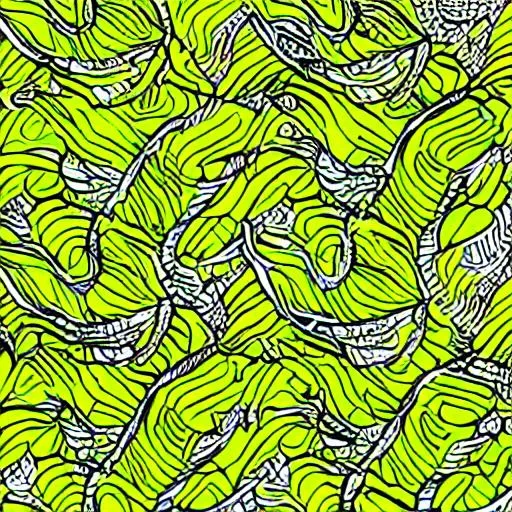 Prompt: Neon Green, Bright Yellow, Detailed Line Art