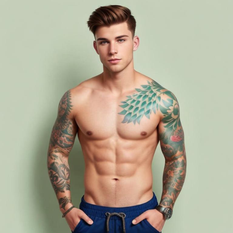 Fashion industry. Muscular athletic sexy male with tattoos. Confident and  handsome brutal man. Male fashion. Metrosexual guy. Attractive fashionable  macho. Serious confident masculine glance Stock Photo | Adobe Stock