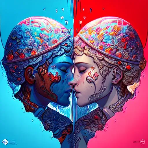 Prompt: Metaphoric digital super-detailed art illustrating that "Love is accepting, sacrifice, and trust". Multi-contrast in colors, lights, scene elements, forms, lines, rhythms, negative and positive space. Middle tones sharpening and Crisp quality in added Ukrainian modern cultural elements.