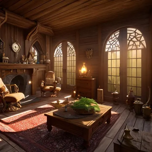 Prompt: fantasy home interior, Hyperrealistic, UHD, HD, 8K, 