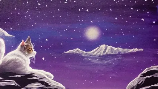 Prompt: Star gazing cat. Extremely detailed high quality, breathtaking painted image. With snow capped mountains in the background. Award winning.