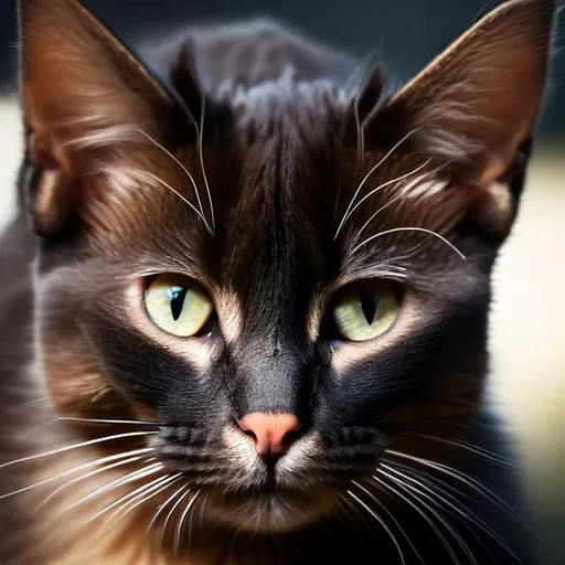 Prompt:  realistic very cute and big black pupils calm lighting, highly detailed, adorable, beautiful, soft dramatic lighting, light shafts, radiant, ultra high quality, realistic background, just face with treats and toe beans cat cat cat cat warrior cat style realism