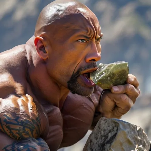 the-rock-eating-a-rock-openart